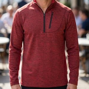 Swiss Tech Mens Quarter Zip Pullover Heather‎ Red Active Performance SWMM80WS